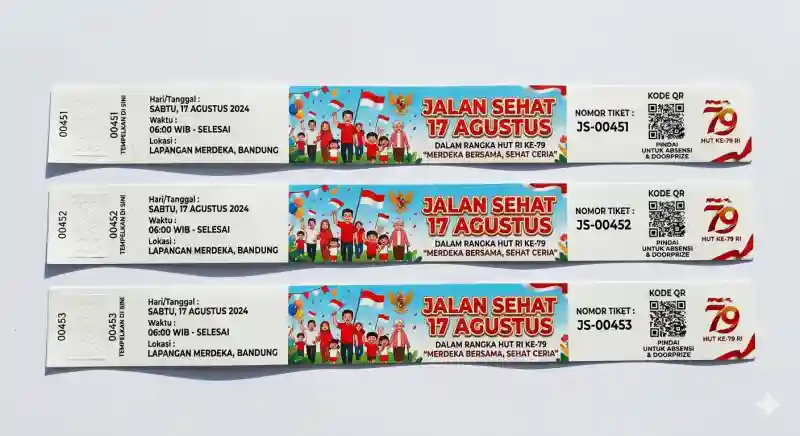 Cetak Tiket Gelang Lomba 17 Agustus untuk RT, Sekolah, dan Komunitas
